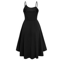 Haljina za žene, ženska seksi čvrsta boja tanka fit croster haljina s dugim rukavima crna xl