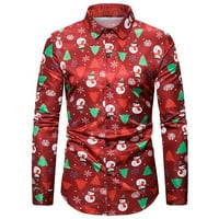Sretan božićni božićni muško košulja tiskanje dugih rukava dugme pulover božićni poklon božićni vrhovi