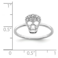 Sterling srebrni rodirani prsten s lubanjem CZ - veličine 8