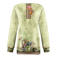 Rong Yun Ženske vrhove Dressy Casual dukseri za žene Žene Ležerne prilike Floral Print Dugi rukav O-izrez