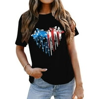 Američke zastave Ljetni vrhovi za žene T košulje scoop vrat modni ispis kratkih rukava pulover Komforno