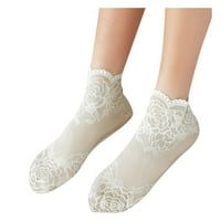 Wozhidaoke modne žene čipke meka elastične prozirne čarape Sheer čarape papuče s čarapama