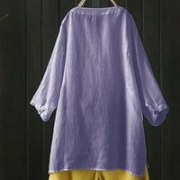 SoighXZC ženski ljetni vrhovi pulo boja casual majice bluza labavo pulover s dugim rukavima Henley vrat