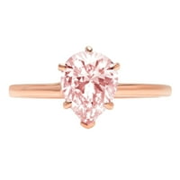 1.5ct kruška ružičasti simulirani dijamant 18K 18K ružičastog godišnjice ružine za angažman prsten veličine