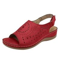 Modne žene Ljeto izdužene klinove cipele na plaži Peep toe prozračne sandale sandale za žene crvene