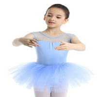 MSEMIS Kids Girls Mesh U Back Ballet Dance Leotard Tutu suknja Light Blue 6