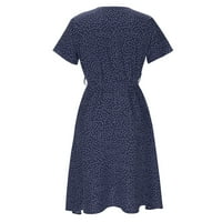 FNOCHY MAXI haljine za žensko čišćenje ljetne suknje modni V-izrez zavoja za zavoj do dot ispisa casual