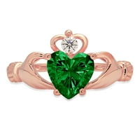 1.06ct Heart Cut drage zeleni simulirani smaragd pravi 18k ruža zlato robotični laserski graviranje