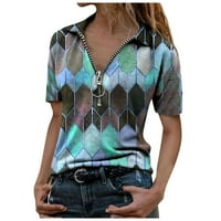 Žene T majice Grafička ljetna majica Revel tiskani kratki rukav zatvarač bluza ogrlice ženske vrhove