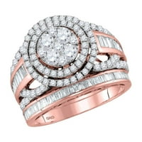 14k Rose Gold okrugli dijamant Bridal Set za vjenčanje CTTW