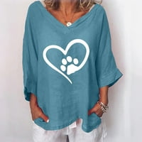 Tuphregyow ženska bluza Ljubav za odmor na otvorenom kućna bluza Print Classic Trendy V izrez Modni