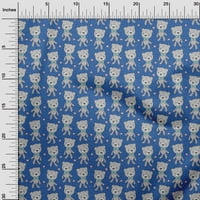 Onuone svilena tabby plava tkanina zvijezda i medvjed crtani DIY odjeću prekrivajući tkaninu za ispis