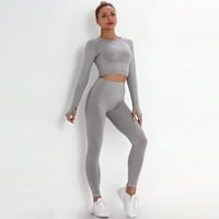 Wofedyo Dvije odjeće za žene čista boja - pogodnost sportskog fitness-a Trčanje visokih struka joga