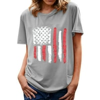 Žene Ljetne neovisnosti Dan tiskane majice kratkih rukava modna majica vrhovi bluza izrez kratkih majica