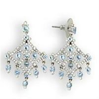 Luxe nakit dizajnira ženske rodijumske srebrne minđuše s morskim plavim kristalom