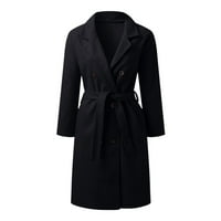 Zrbywb moda ženski zimski kaput parka kaput žene čvrsti modni džepni kaput od kaputa od ogrlice dugi