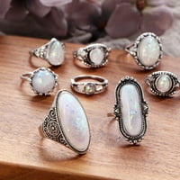 Boho nakit srebrni prirodni dragi Marquise Moonstone personalizirani prsten