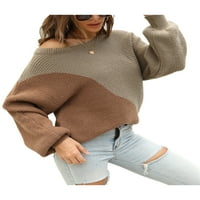 Mioliknya ženski duge s dugim rukavima džemper u boji blok Fasion casual crew vrat pulover Tunički bluza