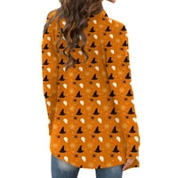 HHEI_K Cardigan džemper ženske jesenje kardigan za žene Halloween Print s dugih rukava s prednjim kardiganom