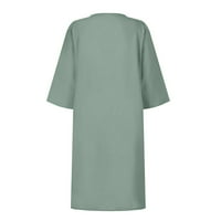 Tking modne ljetne haljine za žene žene V izrez casual modne čvrste kolor rukave midi haljine mint zelene