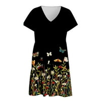 Haljina za žene Ljeto Kratki rukav labav cvjetni print High struk casual boho labav dugačka haljina