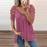 Žene Ležerne prilike modni čvrsti patentni patentni zatvarač - izrez Kratki rukav Torp T-majica Bluza