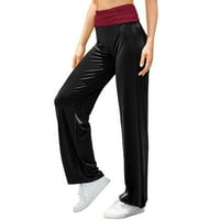 Ženske sportske pantalone, udobne padžama hlače široke noge salon joga hlače labavi ispisani preklopni