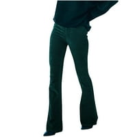 Mrat pune dužine hlače ženske casual capris pantalone 女士 纯色 口袋 休闲 喇叭裤 长裤 Dame Solid Color džep casual