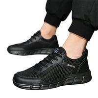 Modni ljetni muškarci tenisice prozračne mrežne ravne elastične tenisice casual cipele crna 11.5
