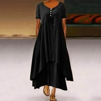 Travelne haljine za ženske haljine s rukavima V-izrez Žene Ležerne prilike dugačka haljina kratka labava