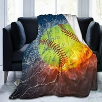 Vatreno softball Flannel fleece krevet pokrivač bacajte laganu udobnu udobnu plišanu pokrivač za spavaću