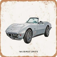 Metalni znak - Chevrolet Corvette Uil slikarstvo - Rusty Loot Metal znak