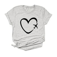 Košulje za žene Ljetna odjeća, muško i žensko kreativno prostorno srce Ispisuje O-izrez kratki rukav