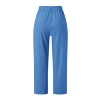 Ženske hlače ženske ležerne džepove sa čvrstim bojama zatvarač elastične gumbe za hlače duge pantalone