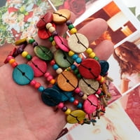 Ogrlica sa drvenim školjkama Chunky afrički nakit ogrlice dugi perlirani slojeviti ovratnik Choker Strand