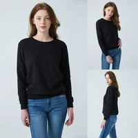 Žene Ležerne prilike labave pulover s dugim rukavima, bluza s dugim rukavima crna l