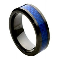 Keramička ivica sa plavim ugljičnim vlaknima za vjenčani prsten za vjenčanje za muškarce i dame
