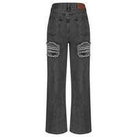 Žene Loose Ripping Boyfrieds Jeans High Squik Baggy traper hlače s velikim širokim trapericama Y2K Streetwear