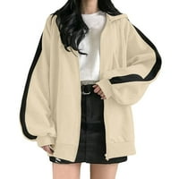Jiyugala zimski kaputi za žene Ženske zip up hoodie modne prevelike dukseve COMFY Plus size Dukseri