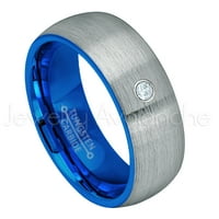 2-tonska kupola Plava IP unutrašnji tungsten prsten - 0,07ct solitaire akvamarin prsten - personalizirani