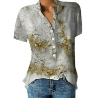 Cvjetni bluze za žene Dressingy, ljetne V izrez Henleyje košulje za žene Trendy Print Tunic Labavi fit