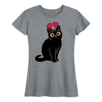 Instant poruka - Heart Traka za glavu Mačka - Ženska grafička majica kratkih rukava