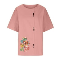 Dugme Swirts za žene Trendi crtani vrhovi dnevna casual bluza Majica kratkih rukava O izrez Loose Tee