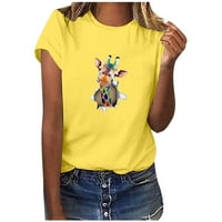 Majice za ženske ležerne ljetne cvjetne tiskane kratke rukave O-izrez Labavi majica Bluza Tops Tee Majica