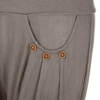 Huaai Capri pantalone za žene modne žene čvrste tipke pamučne i posteljine casual labavo hlače široke