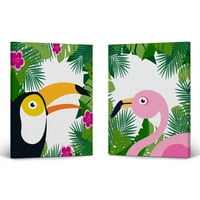 Dizajn nasmija i Flamingo Tropički zidni dekor Postavite platno Zidno umjetnost Ispis Dječja soba Decor