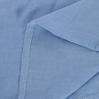 Fengqque ženske ležerne i jesenske modele traka za dugih rukava za struk Fit Basic V-izrez dugih rukava labav gumb Pamuk i posteljina košulja majica bluza plave s