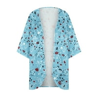 Kiplyki ponude ženski džemperi Jesen cvjetni print Puff rukav kimono labavi šifon pokriti bluzu