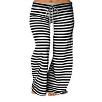 Žene Casual Pajamas Paint visoke strukske trake široke noge hlače labave lounge hlače pantalone plus