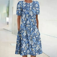 CACOMMARK PI Sunčane haljine za Women Plus Veličina Ženska ljetna boemska print kratkih rukava haljina